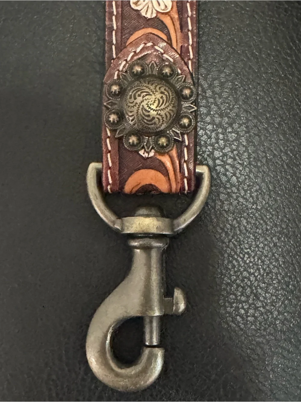 NWOT Western Tooled Leather Keychain Wristlet: Wrist Lanyard | Cowgirl Key Fob